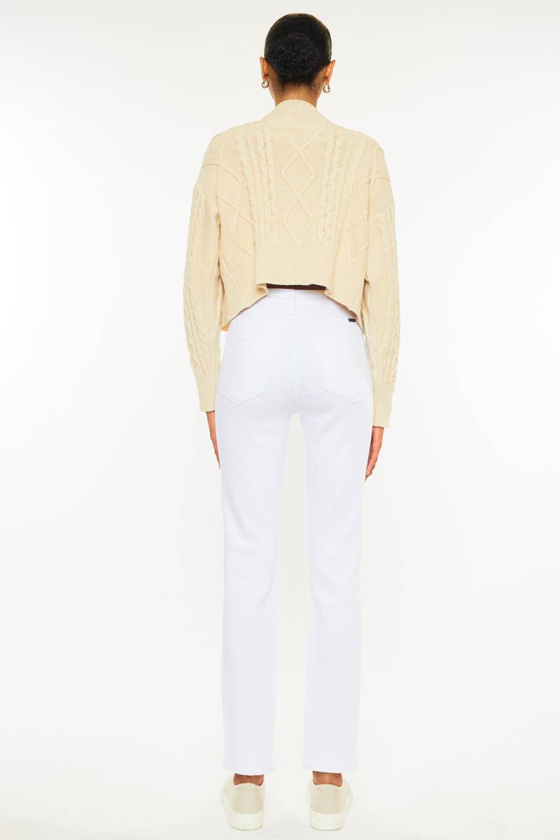 White High Rise Slim Straight Kancan Jeans