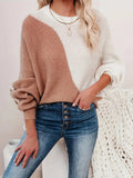 Block colored knitted sweater