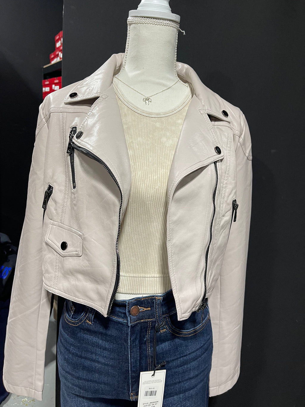 Baby pink Leather Jacket