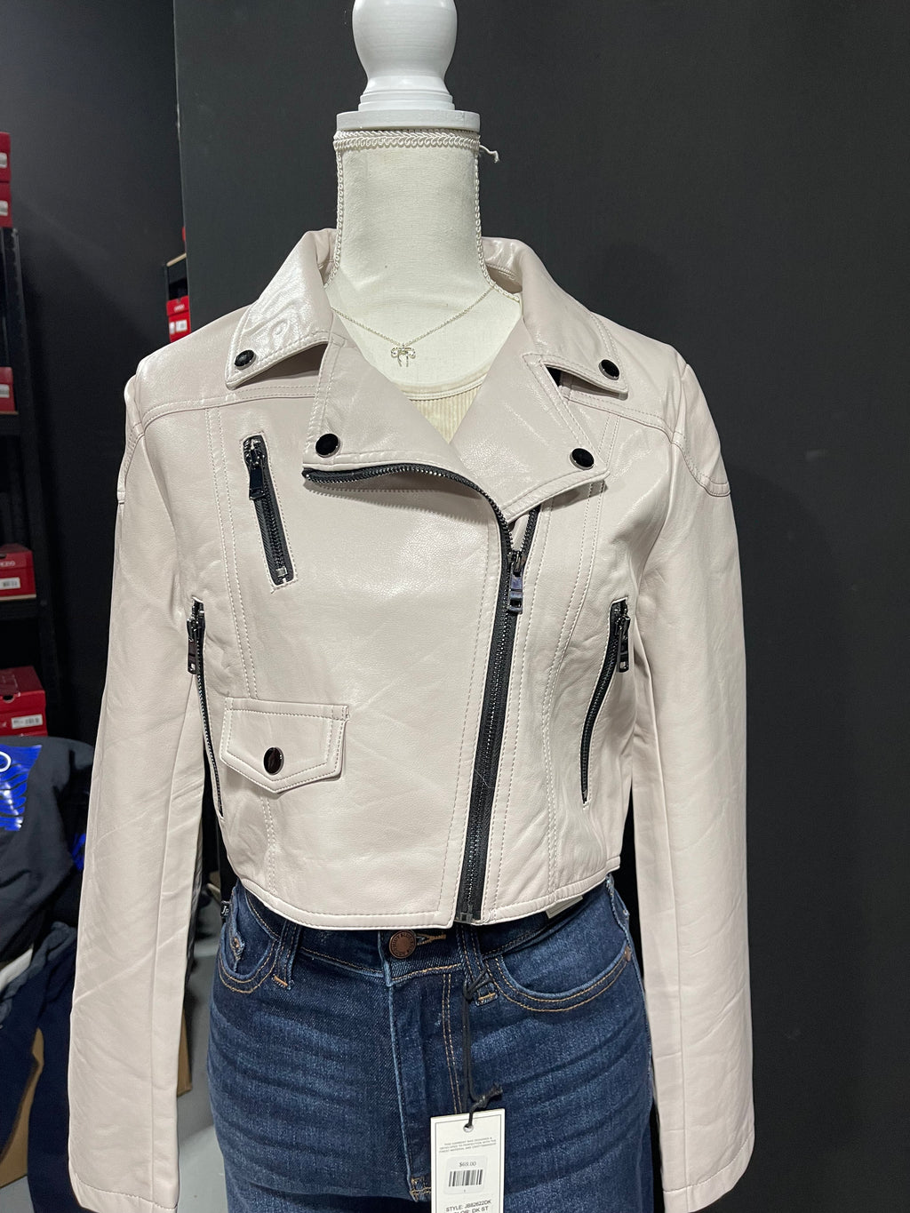Baby pink Leather Jacket