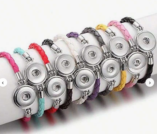 Magnetic Leather Snap Gem Bracelets