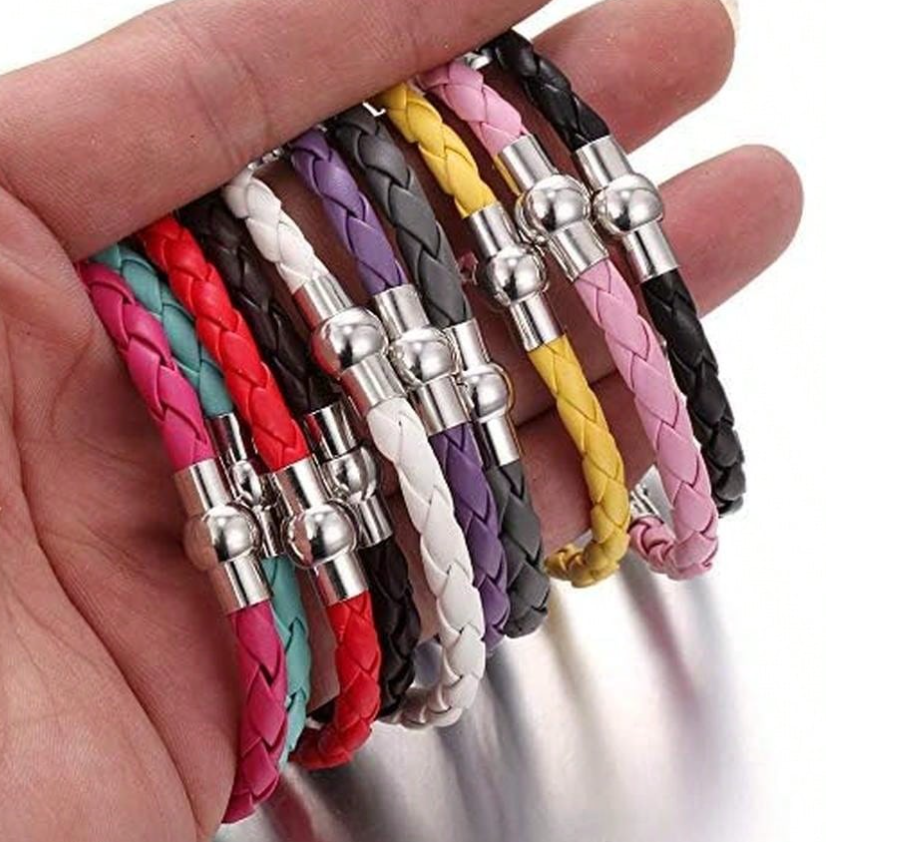 Magnetic Leather Snap Gem Bracelets