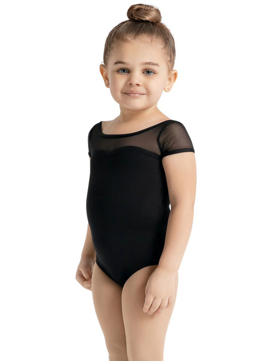 Mesh Yoke Short Sleeve Leotard