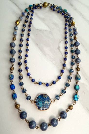 Janet Short Necklace-Blue