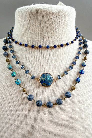 Janet Short Necklace-Blue