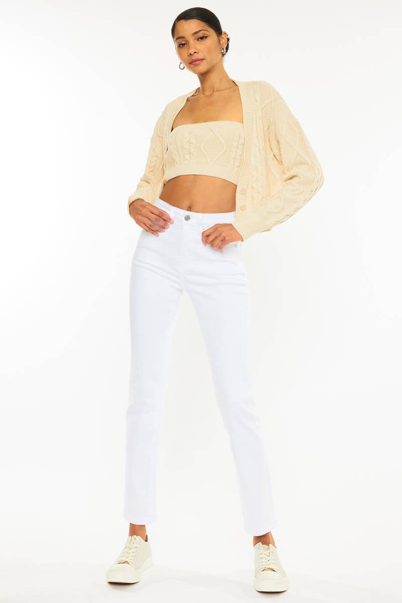 White High Rise Slim Straight Kancan Jeans