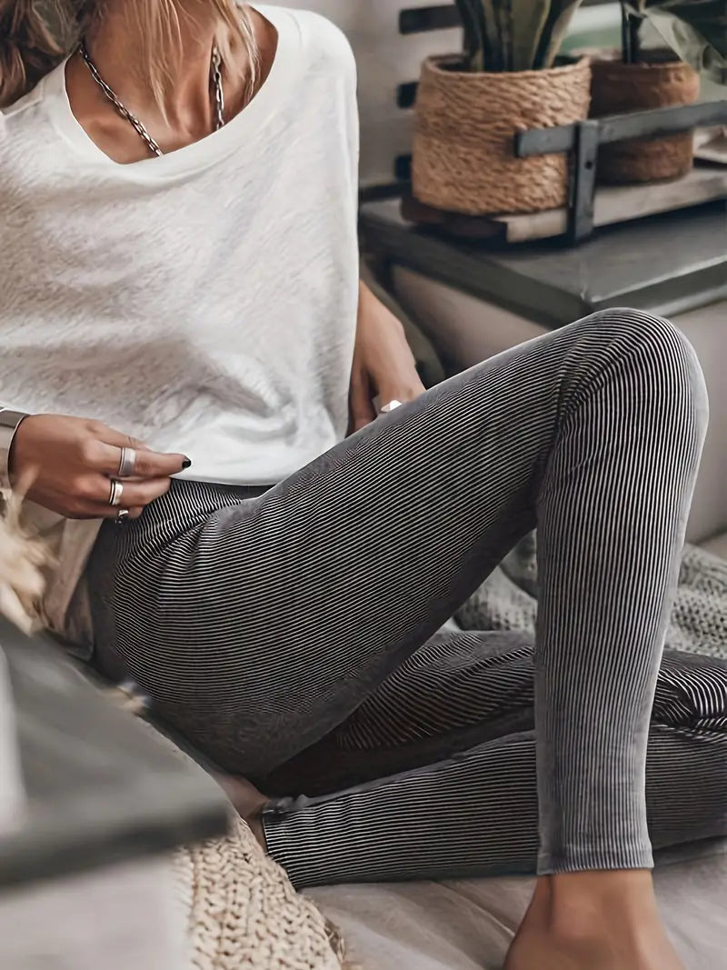 Gray High-Waist Leggings