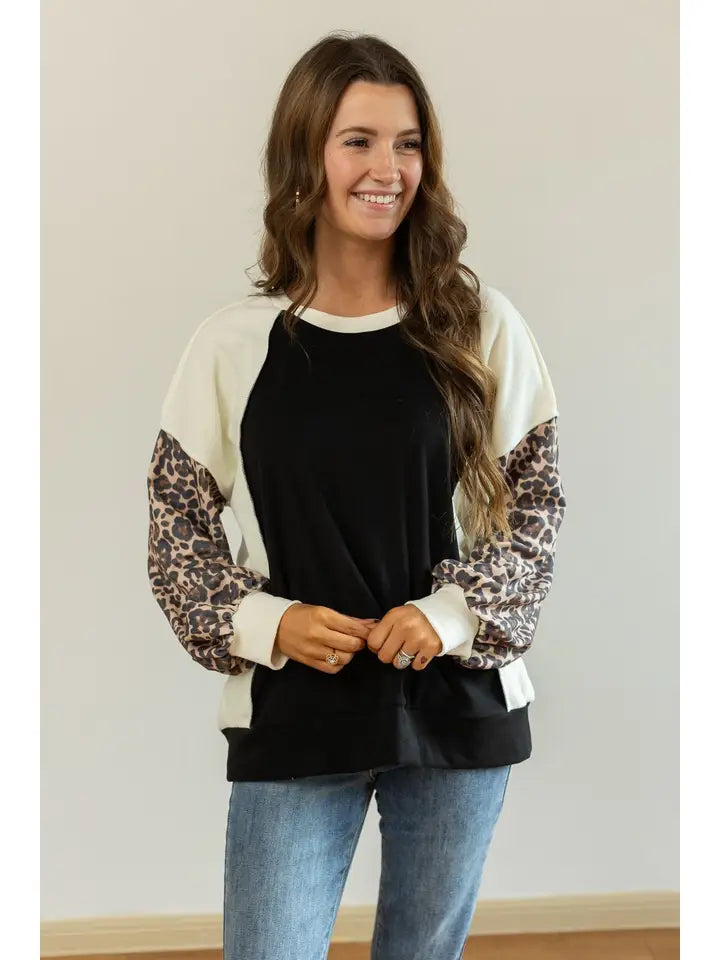 leopard Patch Crewneck