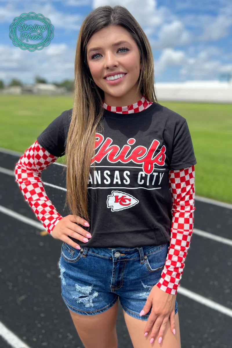 Mesh Checkered Long Sleeve
