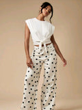 Denim Khaki Polka Dot Pants