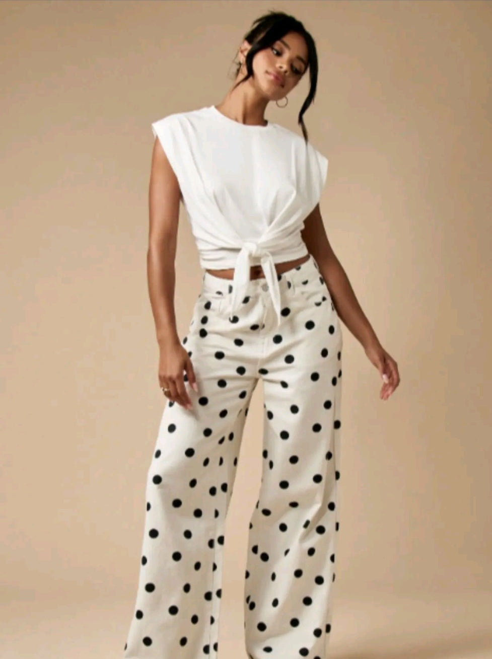 Denim Khaki Polka Dot Pants