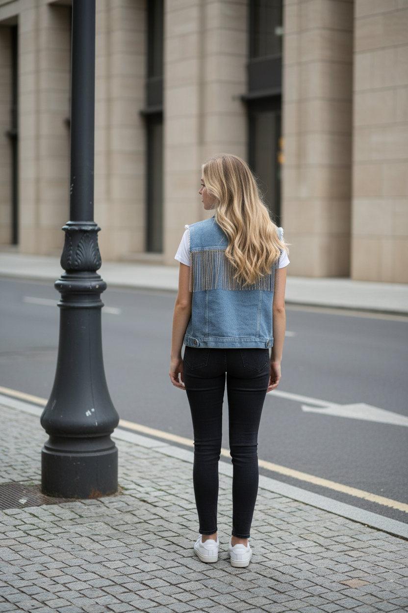 Rhinestone Jean Vest