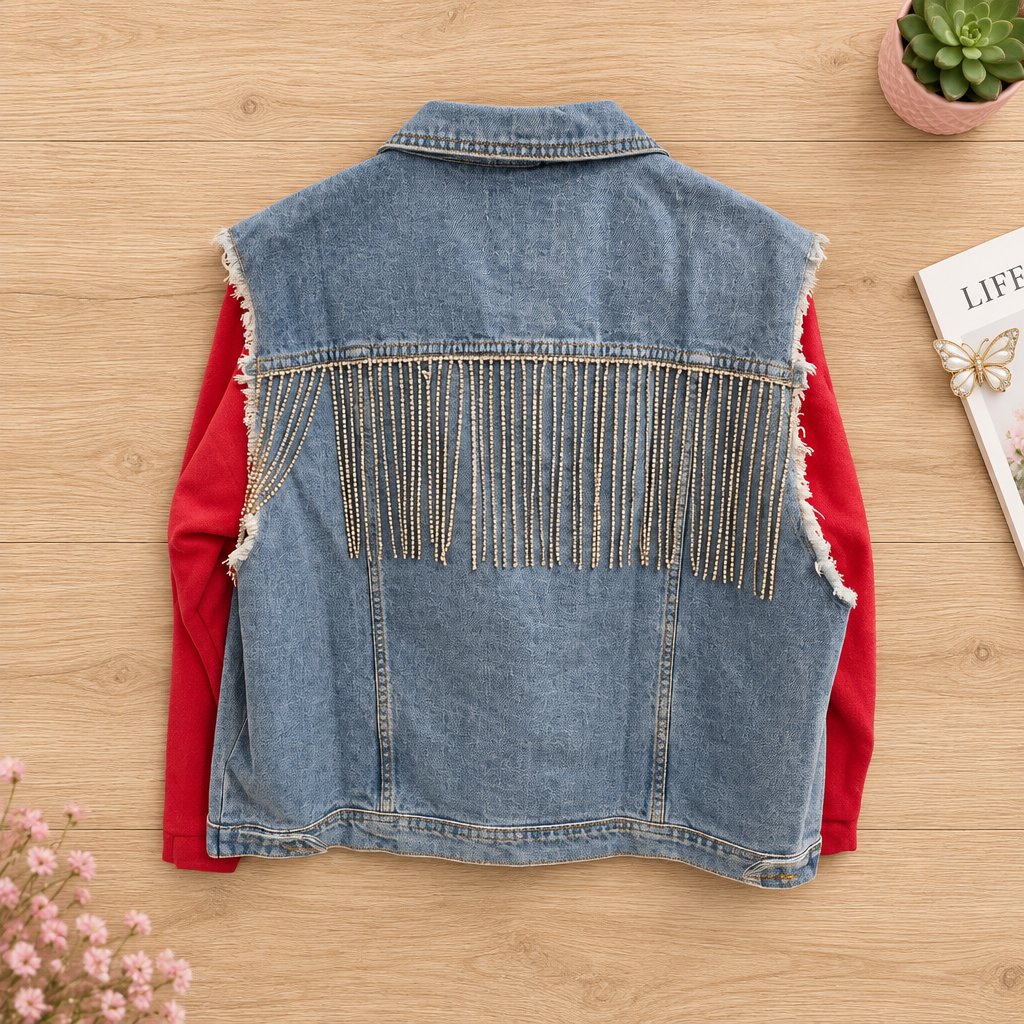 Rhinestone Jean Vest