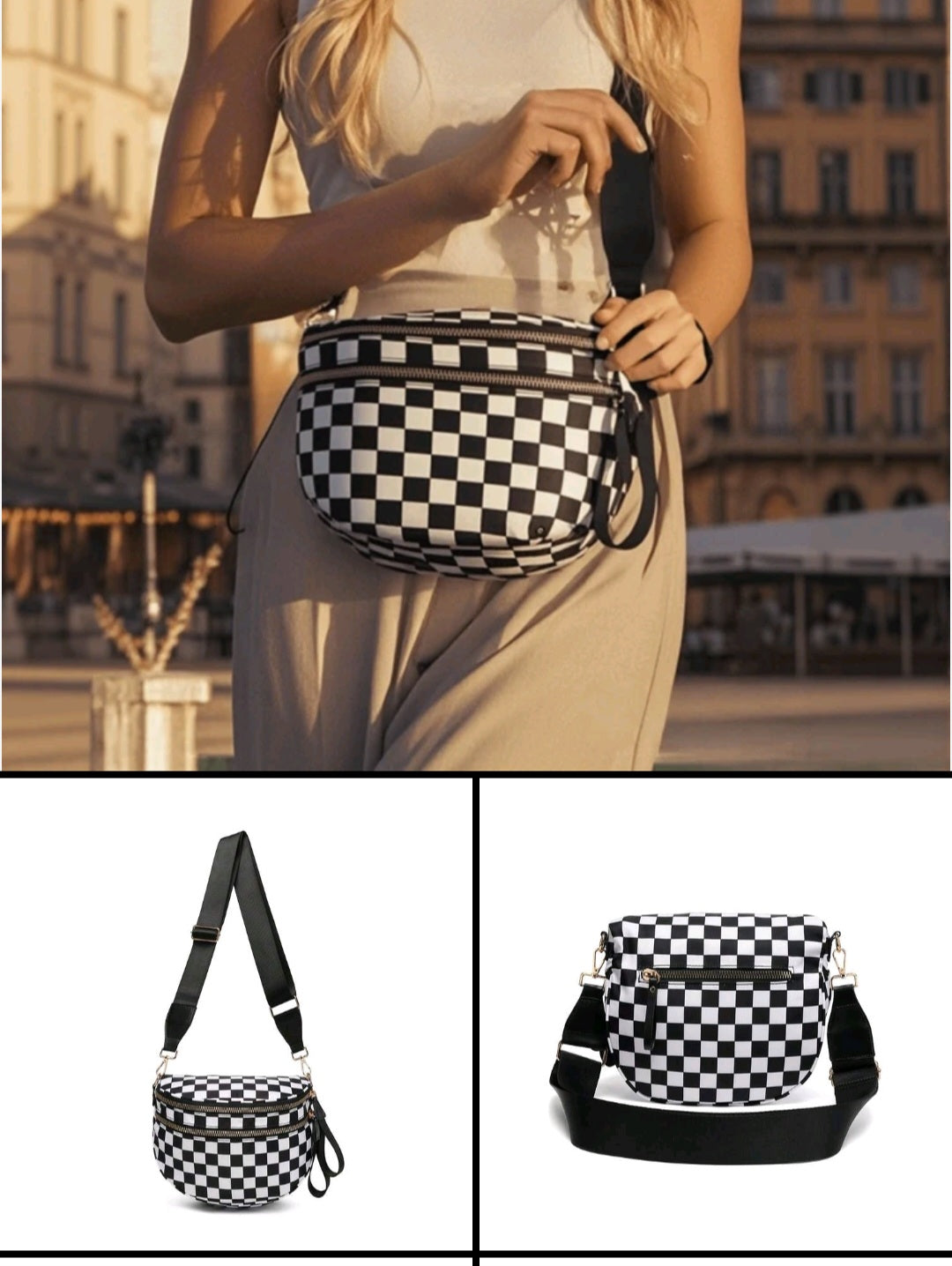 Checkered Cross Body Bag
