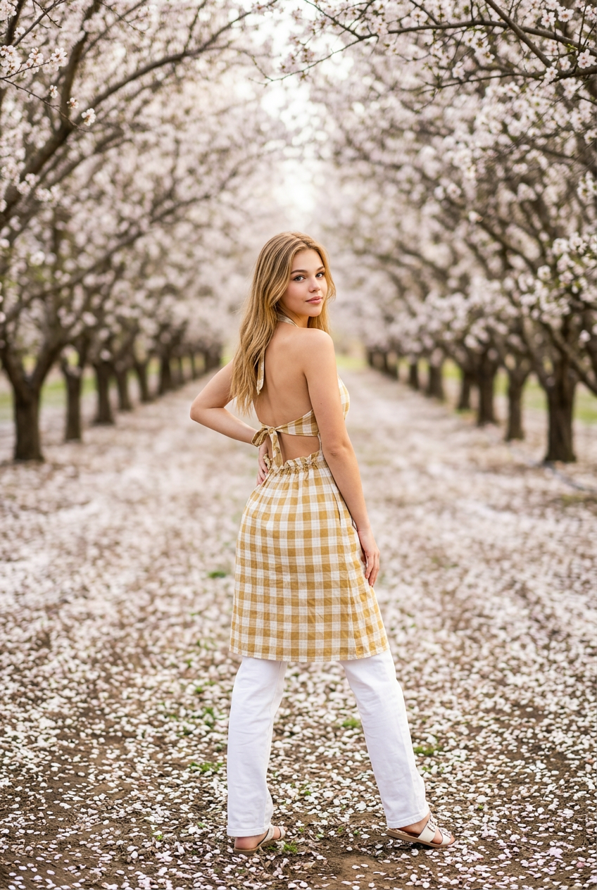 Plaid Mustard Halter Dress