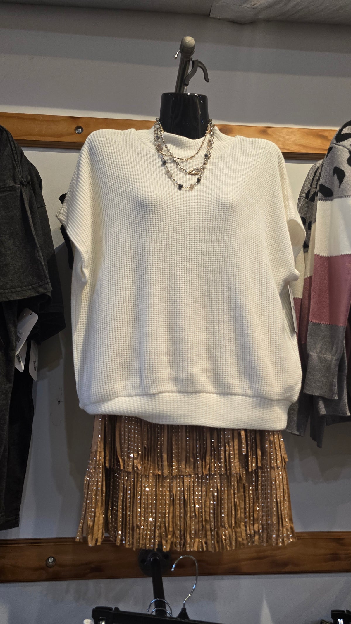 Mock Neck Shirt Sleeve Sweater