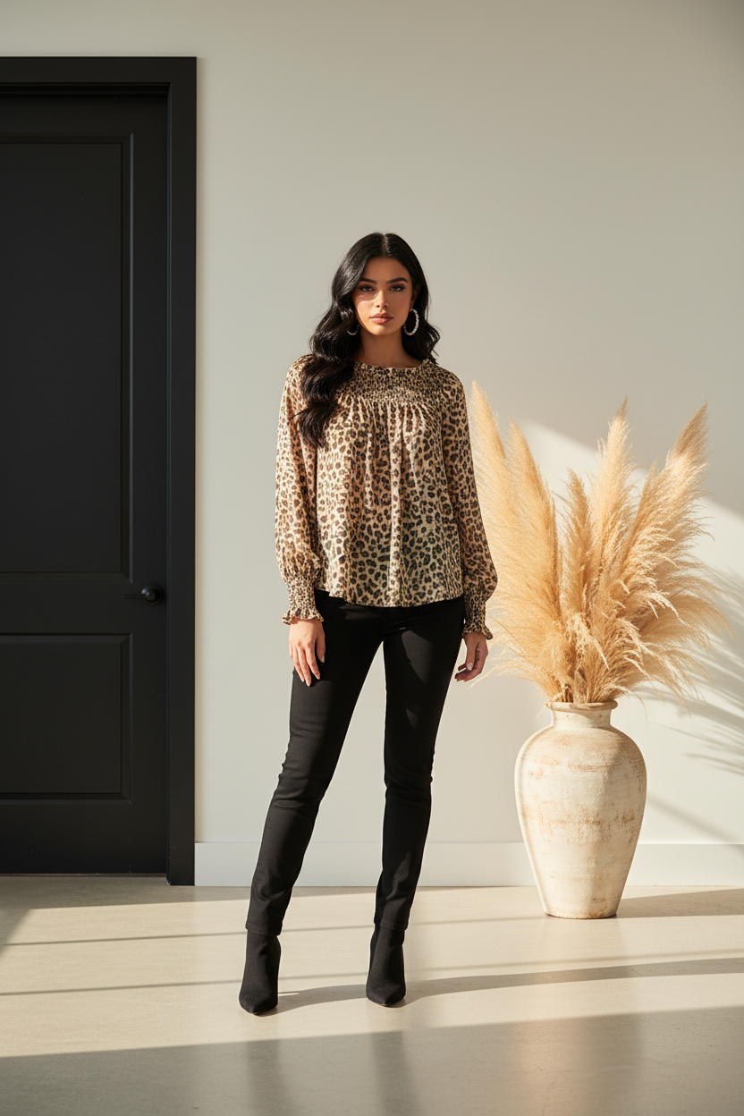 Umgee Off Shoulder Leopard tops