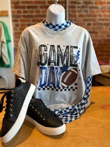 Blue n White Checkered Spirit Wear