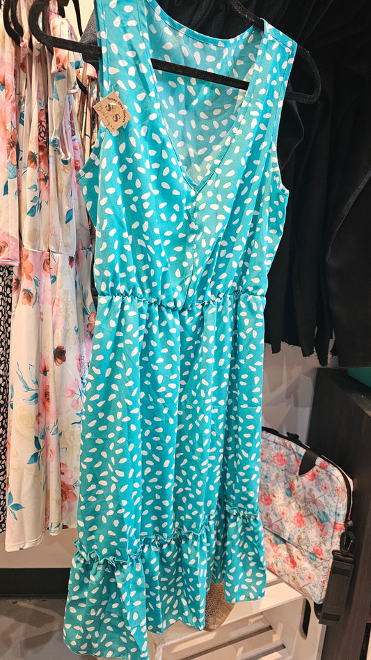 Spring Teal Ruffle Dress