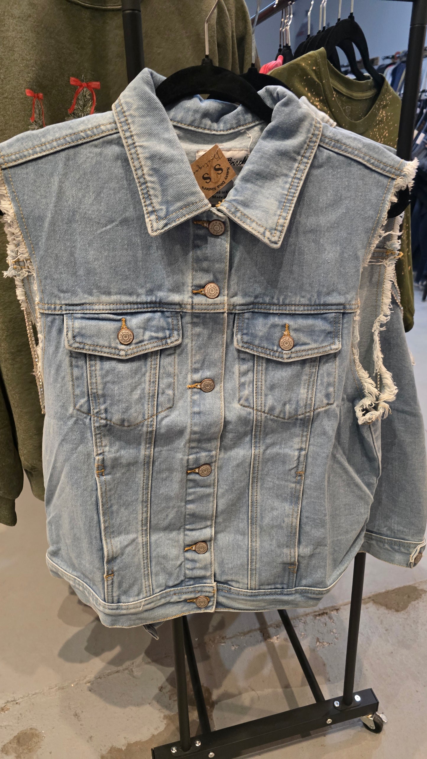 Sleeveless Jean Jackets w Sparkle