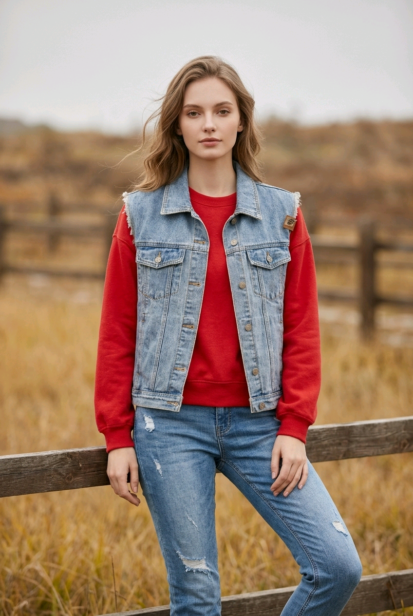 Rhinestone Jean Vest