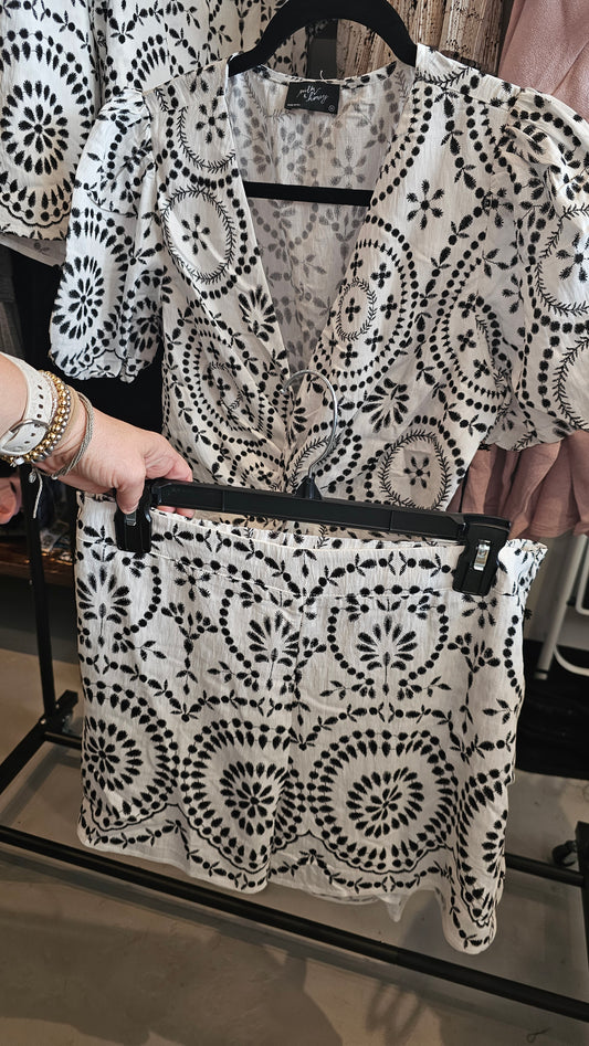 Black & white Skort Set