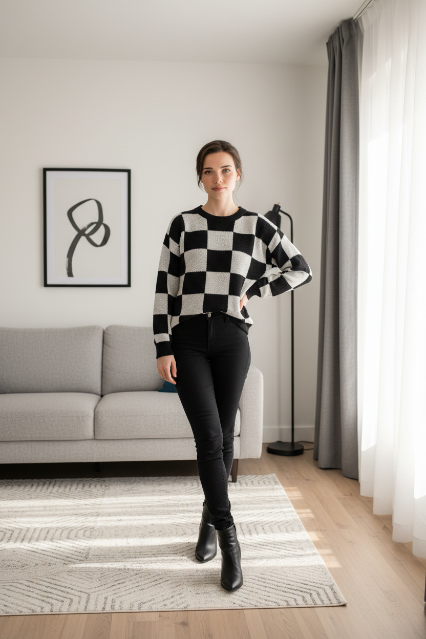 Large Checkered Sweater
