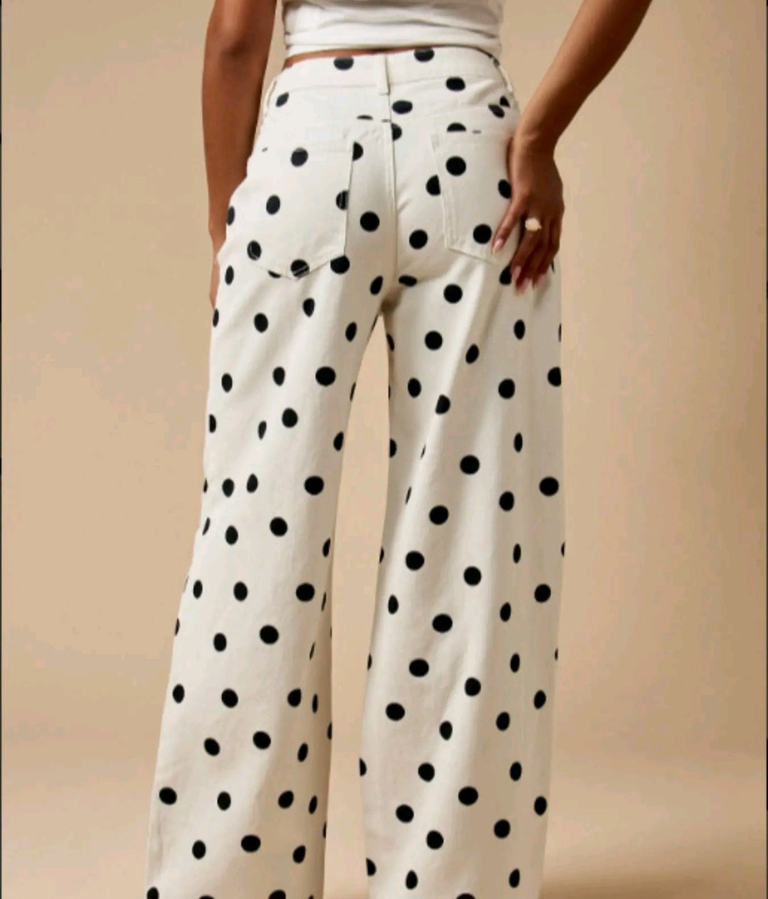 Denim Khaki Polka Dot Pants