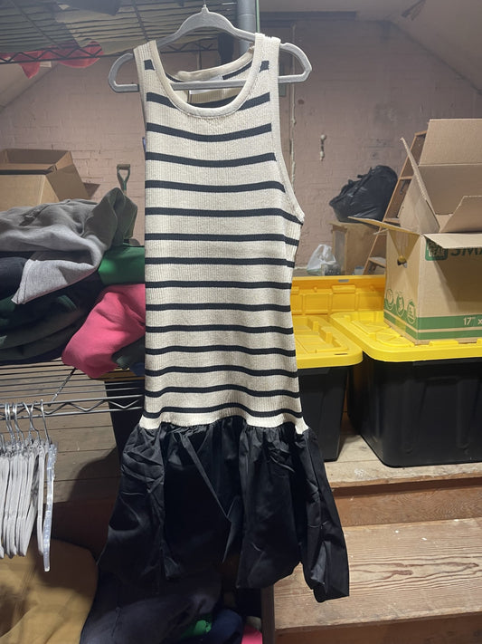 Striped Ruffle bottom dress